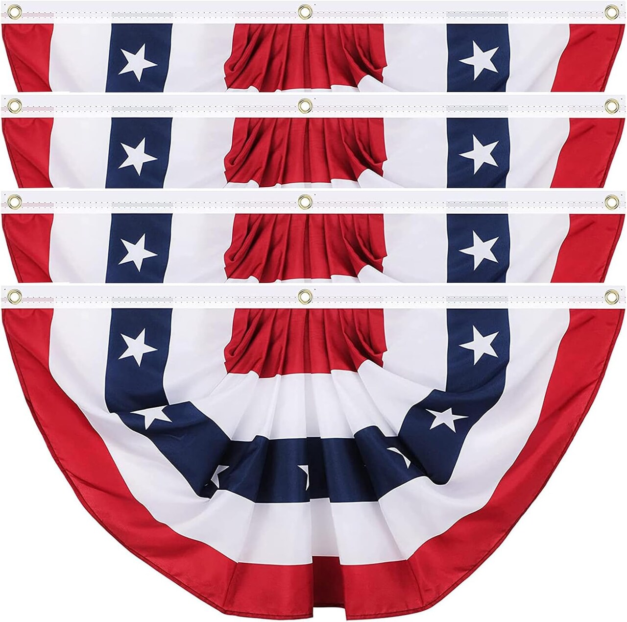 American Pleated Fan Flag, 3 X 6 Ft USA Patriotic Flag Bunting American Flags Patriotic Bunting 4th of July Decorations Patriotic Bunting Red White And Blue Patriotic Decor bunting Flags Outdoor/Outside(Set of 4)